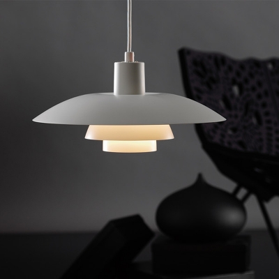 3 Layer Shade Hanging Light Modern Industrial Simple Metal Pendant Light in White