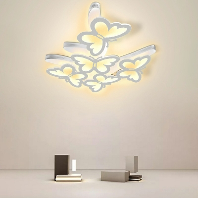 Butterfly Shape Flush Ceiling Light 5 Lights Modern Nordic Iron and Acrylic Shade Light for Living Room
