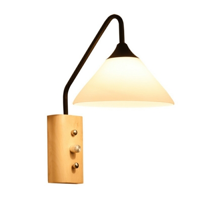 Child Bedroom Cone Wall Lamp Wood Metal 1 Head Nordic Style 12