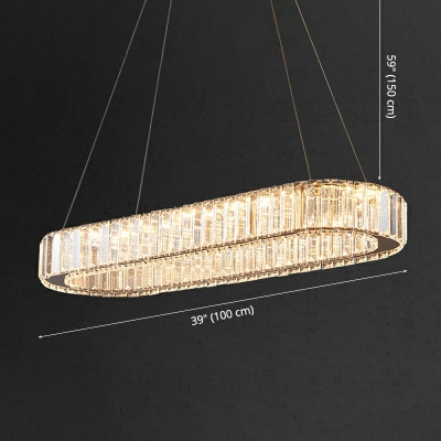 Circle Island Light Fixture Dimmable Modern Crystal Shade Hanging Ceiling Light for Kitchen