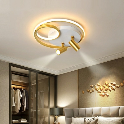 Circle Semi Flush Mount Ceiling Light with Adjustable Angle Ceiling Lamp for Living Room