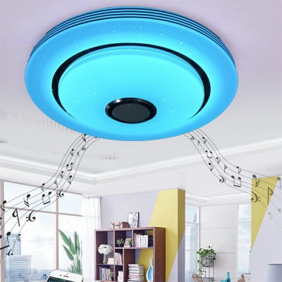 Contemporary Ceiling Light Circle Acrylic Shade Stepless Dimming LED Light Ceiling Mount Flush in White