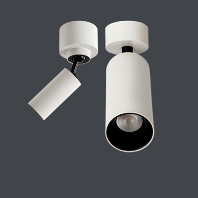 Contemporary Minimalist Style Cylinder Flush Mount Light 1 Head Metal Ceiling Light in White for Sitting Room