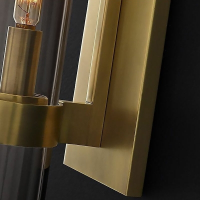 Cylinder Wall Sconce Light Modern Glass and Metal Shade Wall Light for Bedroom