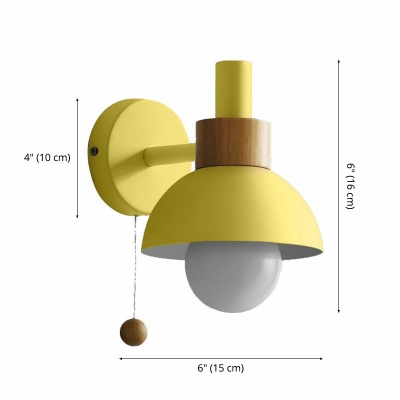 Flashlight Shape Wall Sconce Light Contemporary Modern Wood and Metal Shade Wall Light for Kitchen