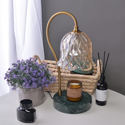 Flower Shape Glass Night Table Light Modernism 1 Bulb Gooseneck Arm Nightstand Lamp for Bedroom