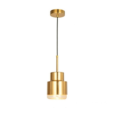 Gold Cylinder Shape Hanging Lamp Nordic Style Glass 5.5