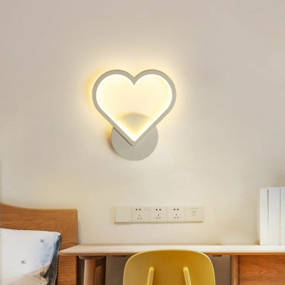 Heart Shape Wall Sconce Light Contemporary Modern Acrylic and Iron Shade LED Light for Bedroom