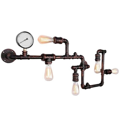 Industrial Loft Style 5-Bulb Twisted Pipe Wall Sconce Lamp Fixture Wrought Iron Wall Mounted Light for Bar
