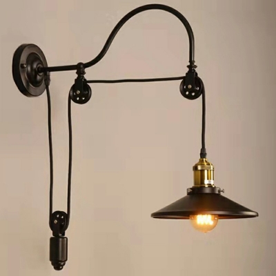 Industrial Style Cone Shade Adjustable Wall Lamp Metal 1 Light Wall Light