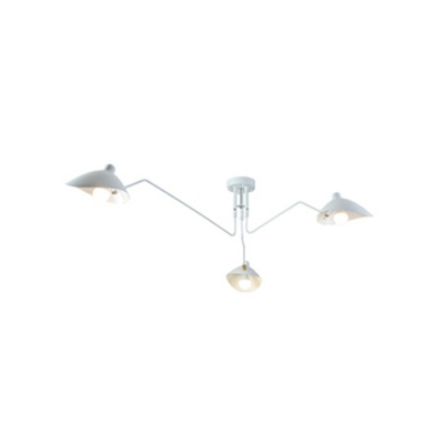 Industrial Style Cone Shade Semi Flush Mount Light Metal 3 Light Ceiling Light