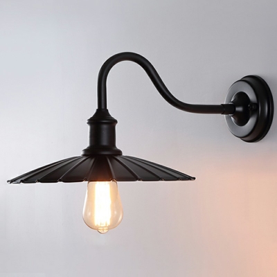 Industrial Style Scalloped Edged Wall Lamp Metal 1 Light Wall Light