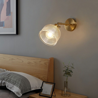 Industrial Vintage Dome Glass Shade Wall Light  Brass 1 Light Wall Lamp for Bedroom