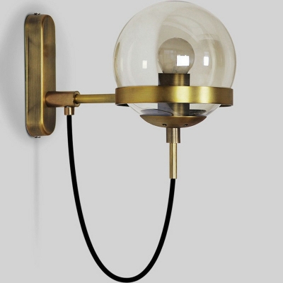 Industrial Vintage Globe Shade Wall Sconce Glass 1 Light Wall Lamp for Restaurant