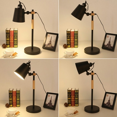 Metal 1 Head Desk Lamp Nordic Style Tapered Night Light in Black for Dormitory