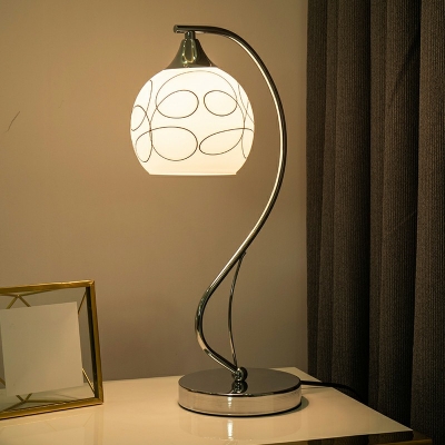 Minimalist Globe Shade LED Table Lamp Glass Living Room Nightstand Lighting 17
