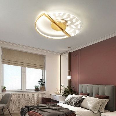 Minimalistic Style LED Semi Flush Ceiling Light Acrylic Feather Ceiling Light Fixture for Bedroom