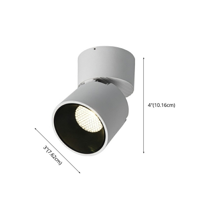 Modern Cylinder Lighting Fixture Metal Black-White Restaurant Semi Flush Mount Ceiling Light