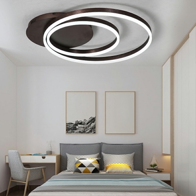 Modern Simplicity Arcylic Flush Mount Light Fixtures Bedroom Black Double Circle Flush Mount Ceiling Light
