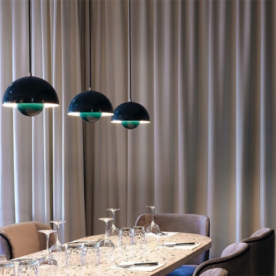 Modern Style Bowl Shaped Pendant Light Metal 1 Light Hanging Lamp for Restaurant