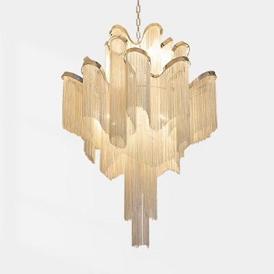 Modern Style Hanging Light Kit Tassel Shape Chandelier for Living Room Hotel Lobby