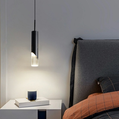 Modern Style Metal LED Hanging Light Minimalisma Acrylic Cylinder Pendant Light for Bedside