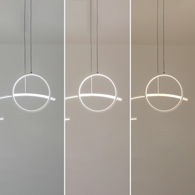 Modern Style Metal Ring Island Lamp LED Acrylic Hanging Light Fixture for Living Room
