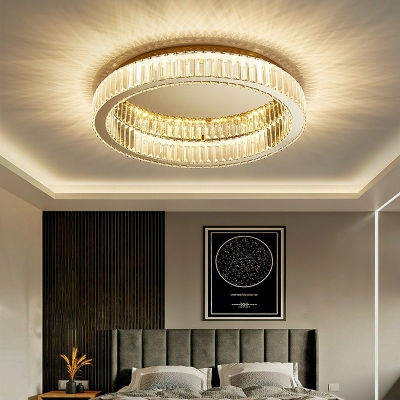Modern Style Ring Shaped Flush Mount Light Crystal 1 Light Ceiling Light for Living Room