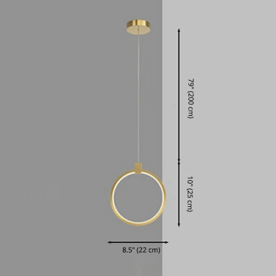 Modern Style Simple Hanging Light Platting Metal Circle LED Pendant Light for Bedside