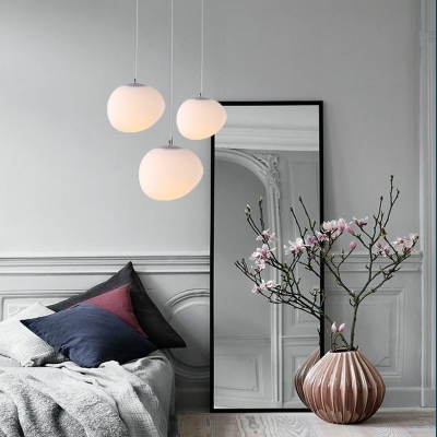 Nordic Style LED Hanging Light Modern and Simple Cobblestone Glass Pendant Light for Living Room