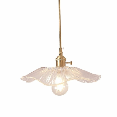 One Light Pendant Fixture Industrial-Style Glass Living Room Pendant Light in Gold