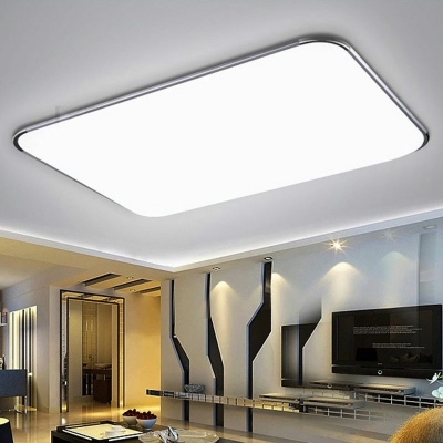 Rectangle Flush Mount Lamp Modern Metal and Arcylic Shade LED Ceiling Light for Bedroom, 26