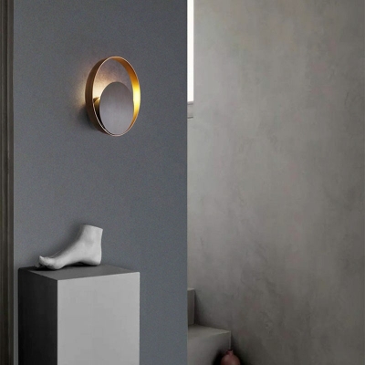 Round Wall Sconce Light Contemporary Modern Creative Metal Shade Wall Light for Living Room, 10