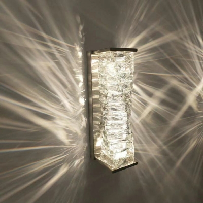 Tubular Crystal Wall Lighting Modernism Natural Light Sconce Lamp Fixture in Silver for Bathroom