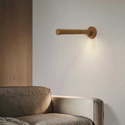Wooden Linear Flush Wall Sconce Simplicity in Warm Light LED Vanity Wall Light