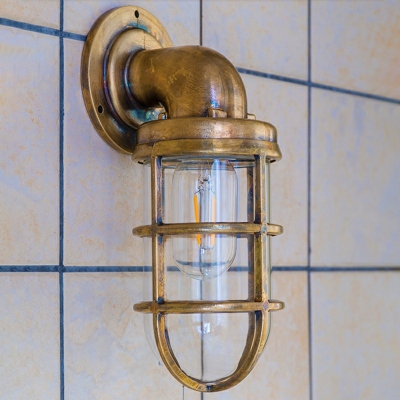 1-Light Wall Mounted Pipe Light Caged Sconce Metal Wall Light Rustic Wall Sconces