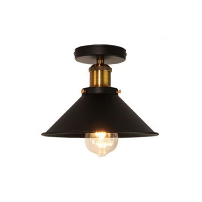 1 Bulb Corridor Ceiling Lamp in Black Factory Concise Iron Semi Flush Mount Lighting
