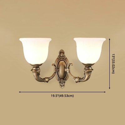 2 Heads Bell Mental Vanity Wall Sconce Traditional Bathroom Wall Mount Light in Bronze