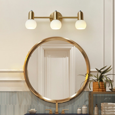 Copper Modern Wall Light Sconce Sphere Glass Bathroom Wall Mounted Mirror Front