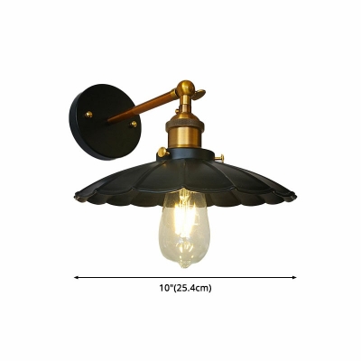Industrial Style Scalloped Shade Wall Lamp Metal 1 Light Wall Light for Bedroom