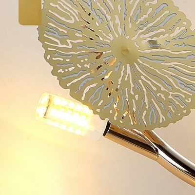 Lotus Leaf Shape Wall Sconce Light 6 Lights Post Modernity Metal Shade Wall Light for Bedroom