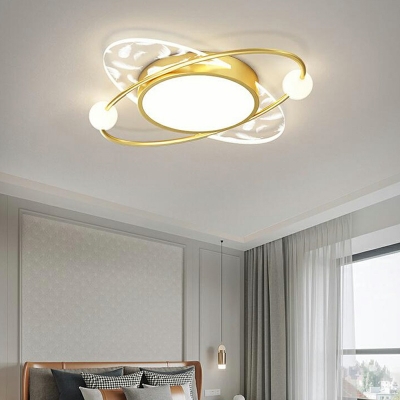 Minimalism LED Ceiling Light Acrylic Feather Metal Flush Mount Fixture for Living Room