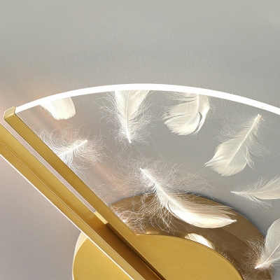 Minimalistic Style LED Semi Flush Ceiling Light Acrylic Feather Ceiling Light Fixture for Bedroom