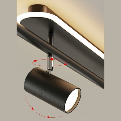 Modern Cylinder Semi Flush Mount Arcylic Rotatable Flush Light in Natural Light for Hallway