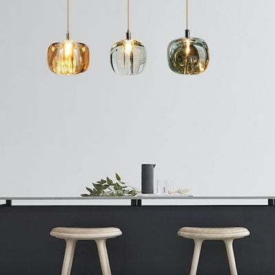 Modern Simple Style 1 Head Ball Pendant Light Glass Hanging Light for Dining Room