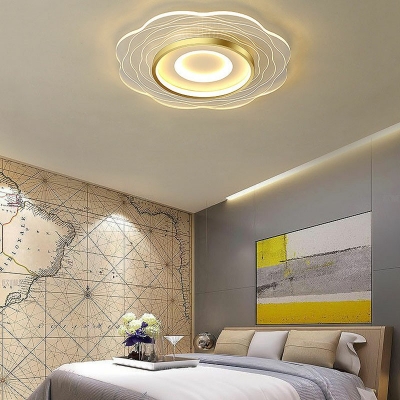 Modern Style Flower Shaped Flush Mount Light Acrylic 1 Light Ceiling Light for Bedroom