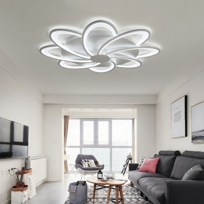 Modern Style Flower Shaped Flush Mount Light Acrylic 8 Light Ceiling Light for Living Room