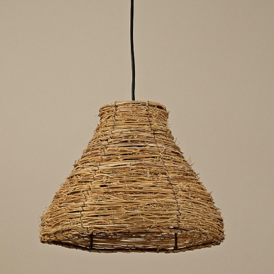 Modern Style Rattan Pendant Light Tower Shaped Simple Japanese Style Hanging Light for Homestay Courtyard