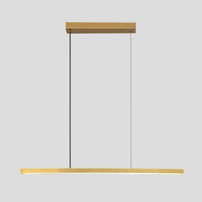 Modern Style Simple Linear Island Pendant Metal 1 Light Island Light for Dinning Room