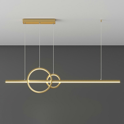 Modern Style Simple Ring Linear Island Pendant Metal 3 Light Island Light for Restaurant